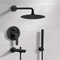 Matte Black Tub and Shower System With Rain Shower Head and Hand Shower